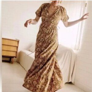 Sezane Estelle Dress in Ochre Floral Print